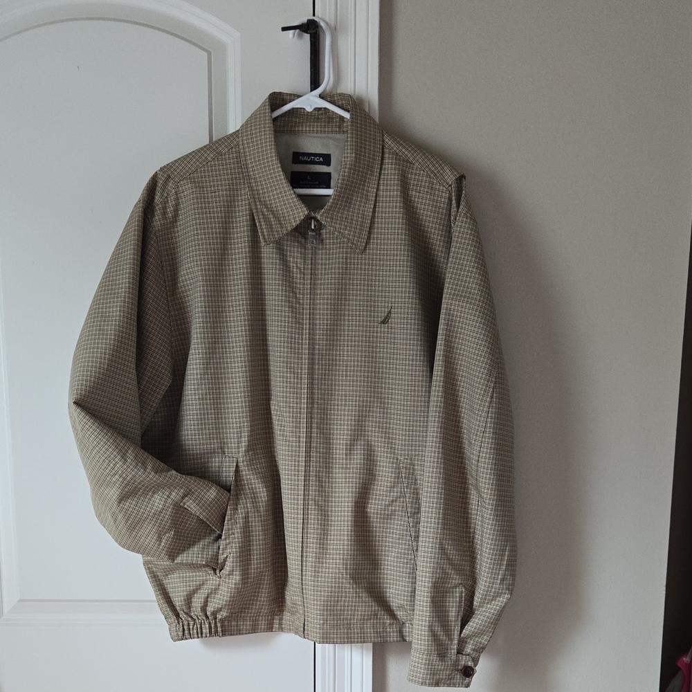 Nautica Brown Plaid Zipper Front Jacket Men's Size XL
